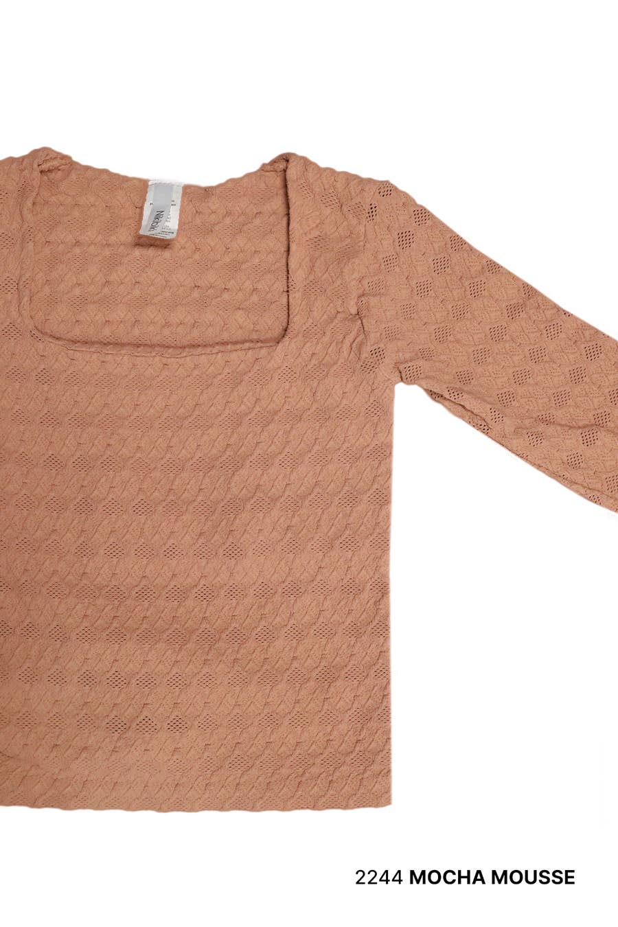 Lace Textured Square LS Top - Nikibiki USA