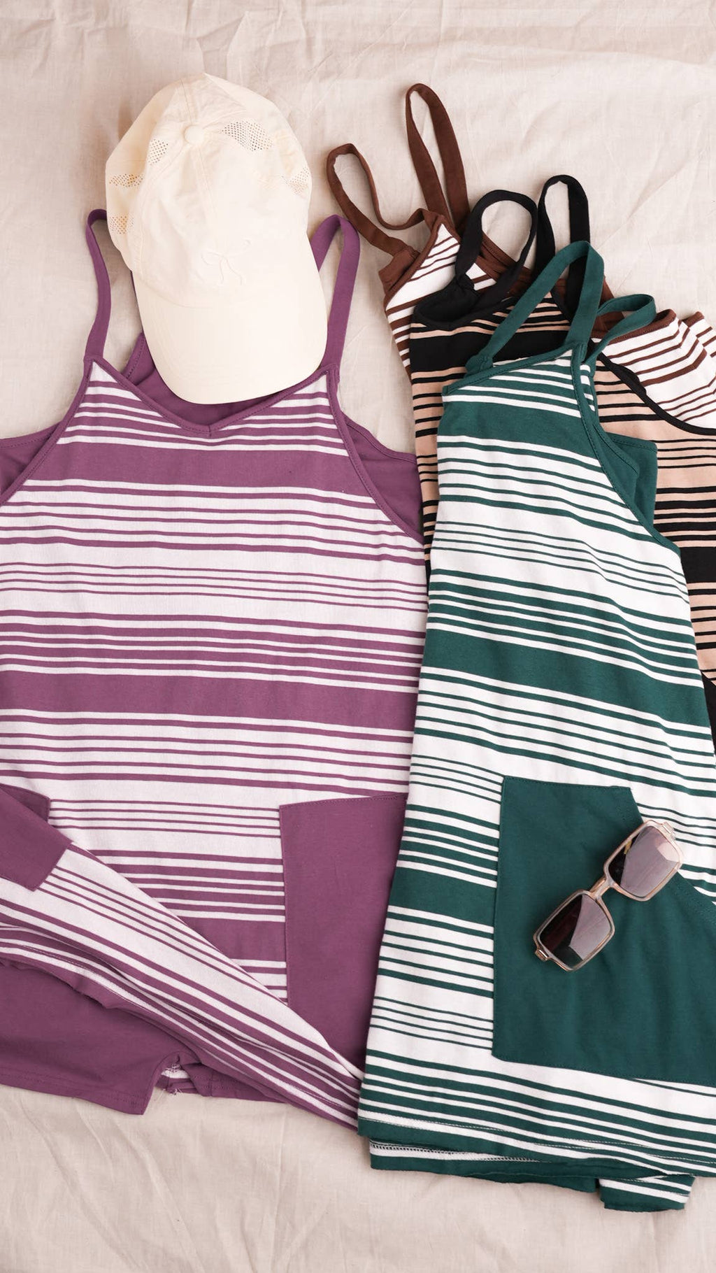 ND31600-Comfy Striped Knit Mini Dress W/ Shorts Inside