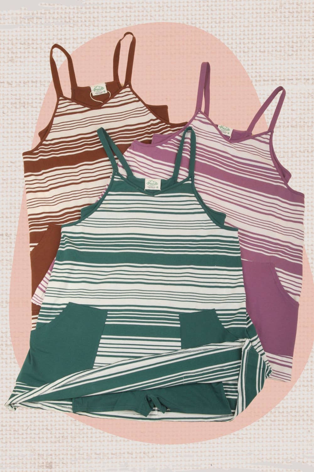 ND31600-Comfy Striped Knit Mini Dress W/ Shorts Inside