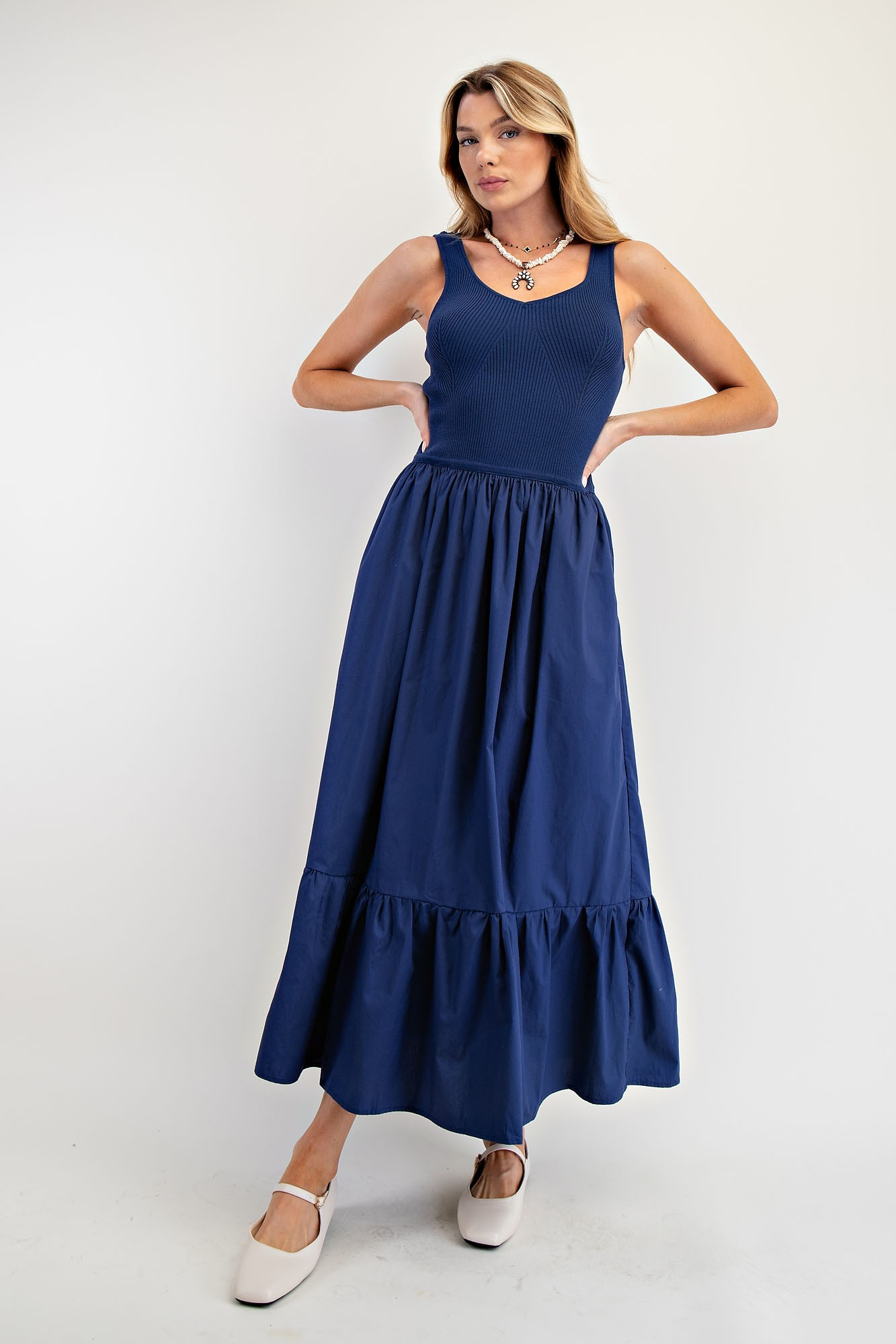 Everyday Glam Sleeveless Poplin Maxi Dress