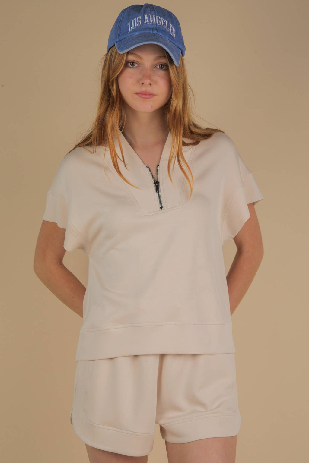 NT12155SET-Comfy Solid Knit Top & Shorts Set