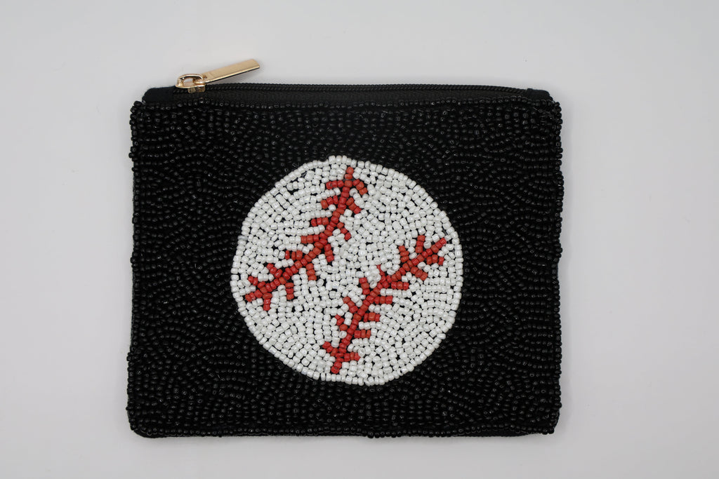 Baseball Beaded Coin Pouch
