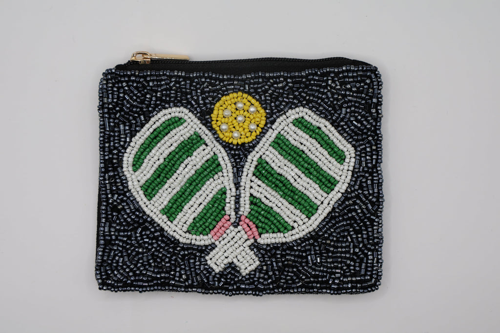 Pickleball Beaded Coin Pouch