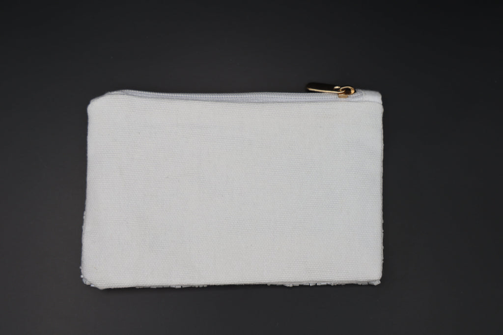 White Bow Beaded Coin Pouch