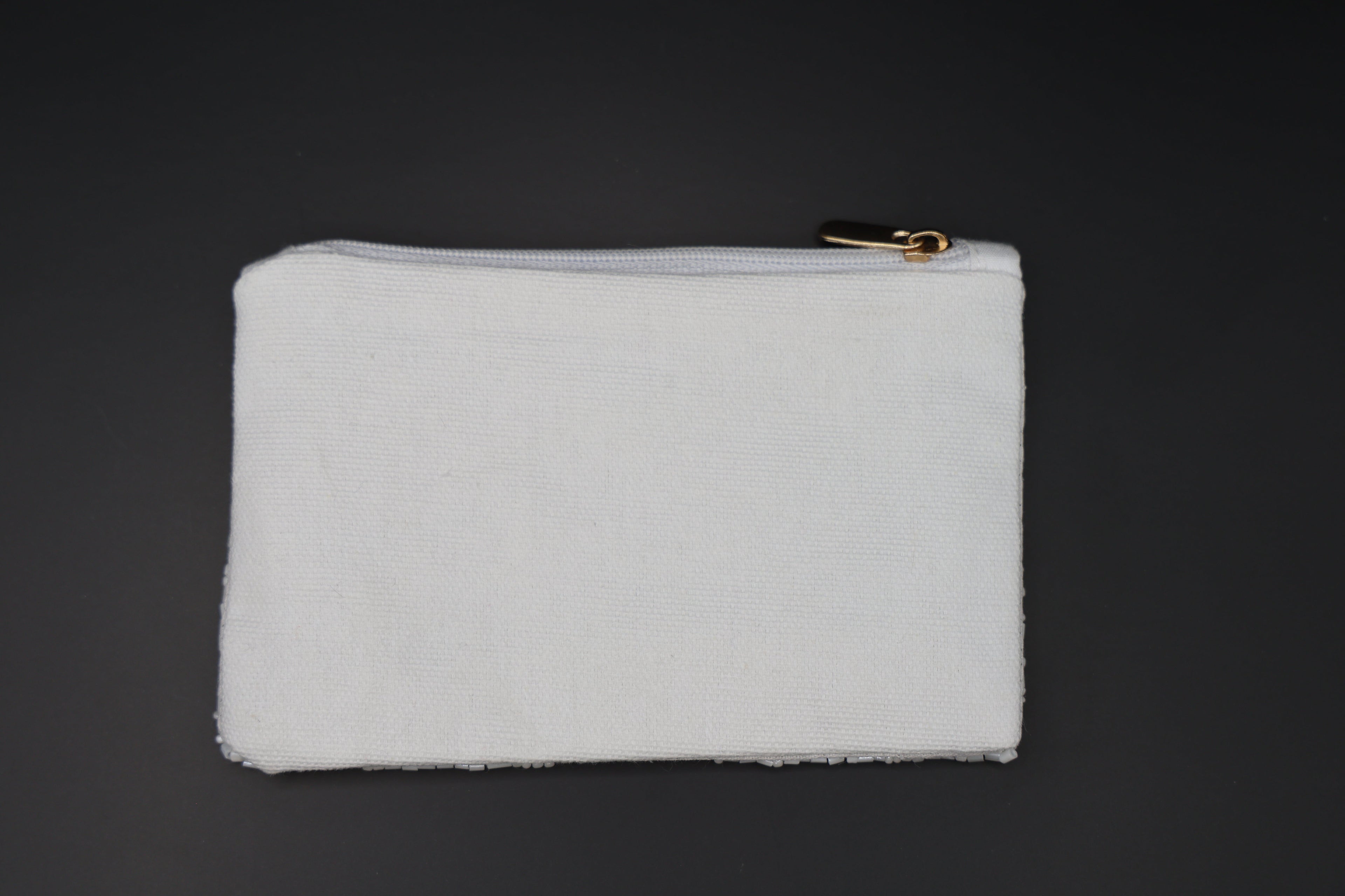 White Bow Beaded Coin Pouch