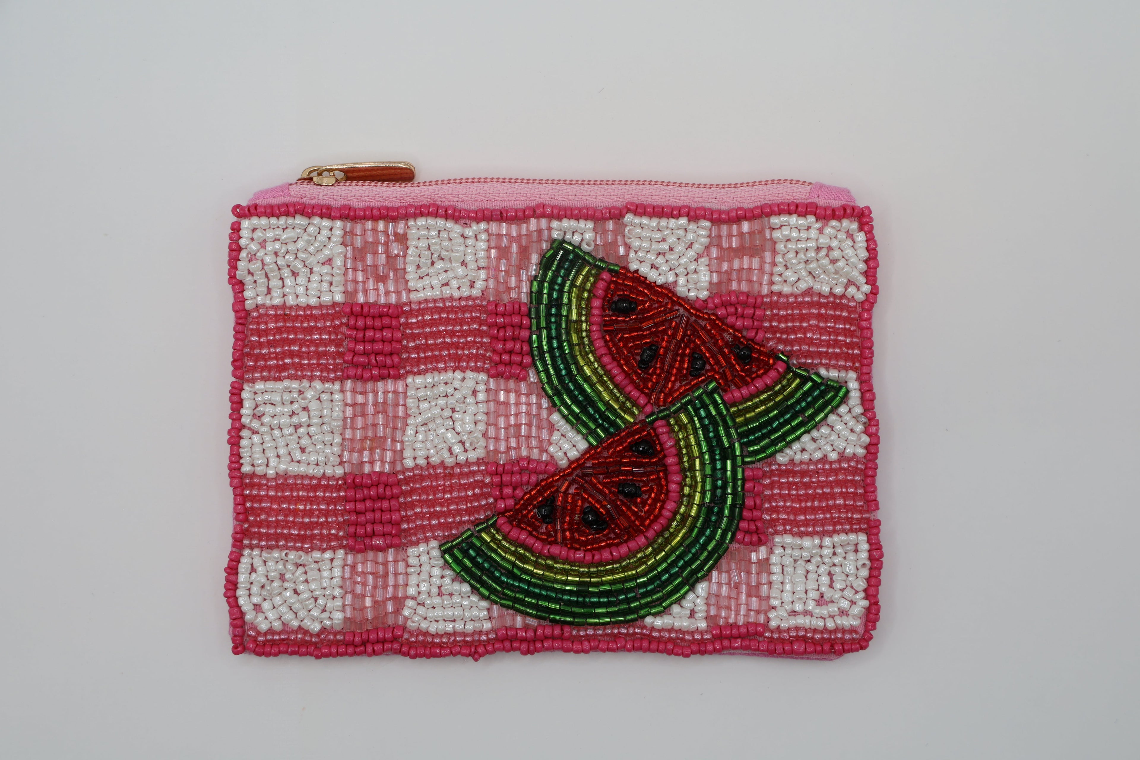 Watermelon Slice Beaded Coin Pouch
