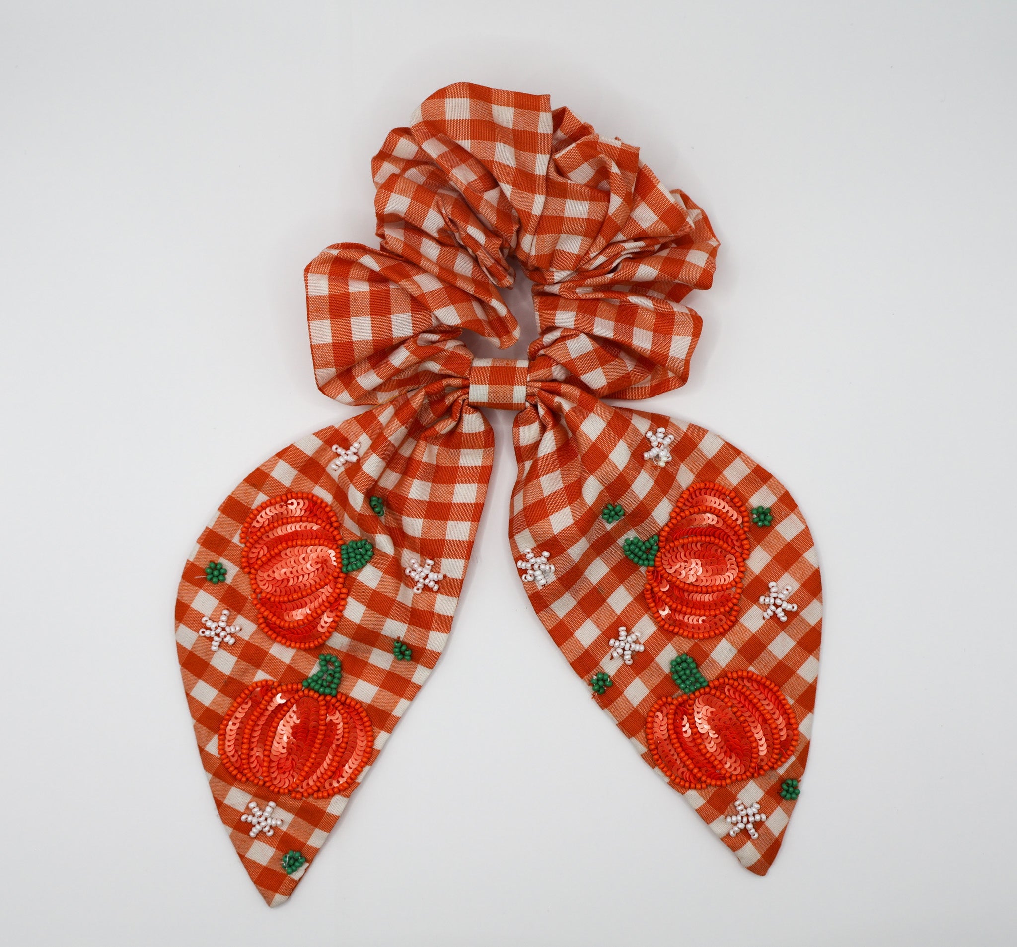 Pumkin Gingham Scrunchie