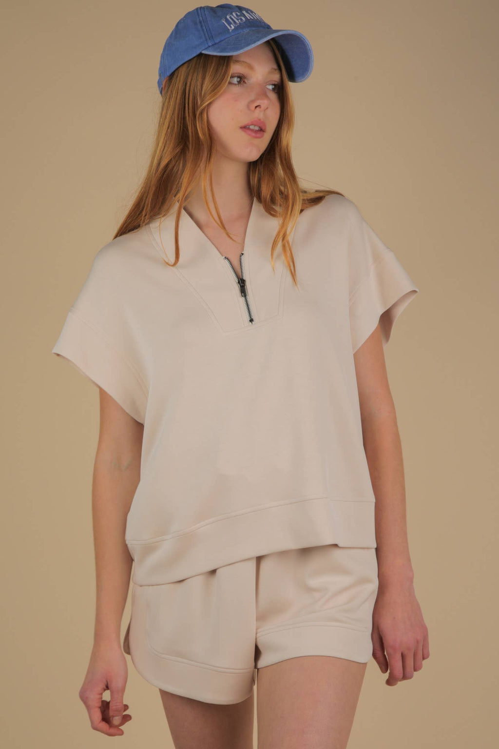 NT12155SET-Comfy Solid Knit Top & Shorts Set