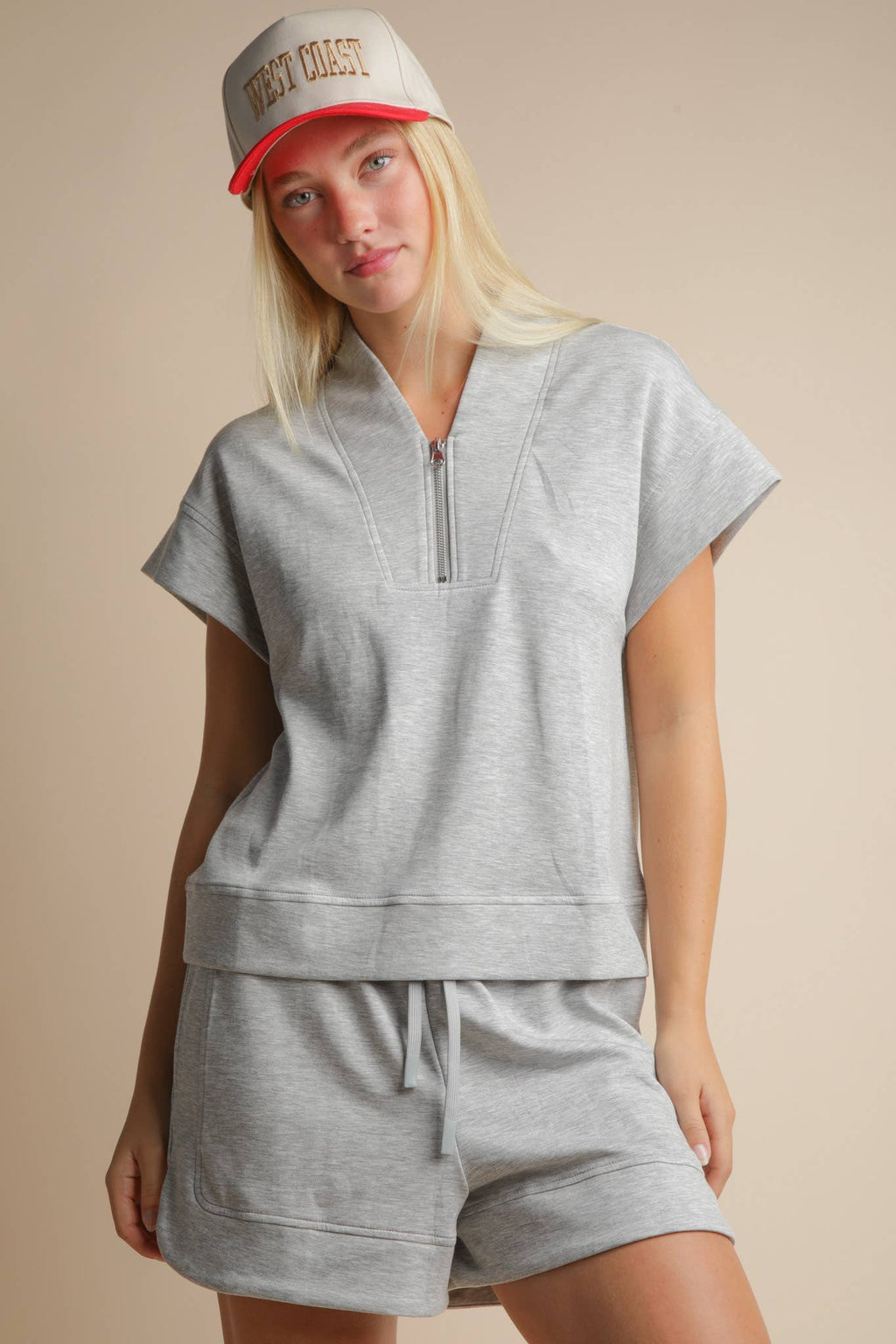 NT12155SET-Comfy Solid Knit Top & Shorts Set