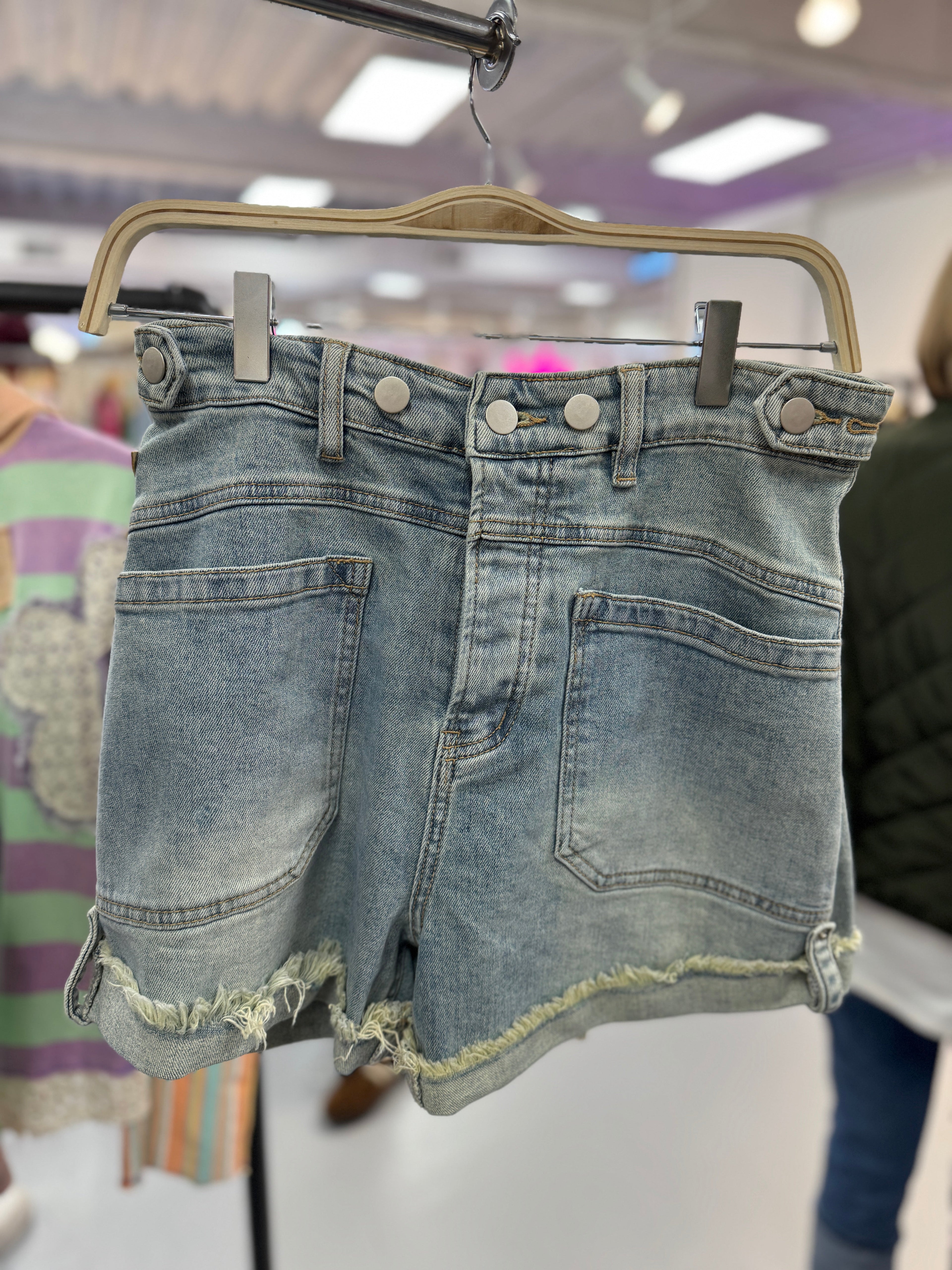 All For This Mid Rise Frayed Hem Shorts