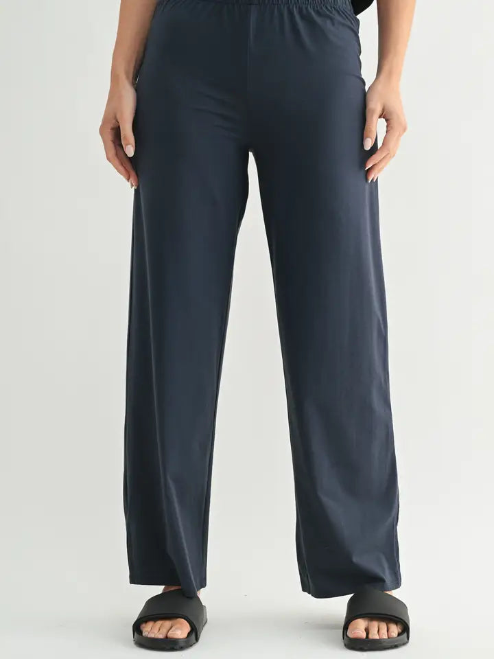 mono b - Air Essentials Foldover Waist Wide Leg Lounge Pants