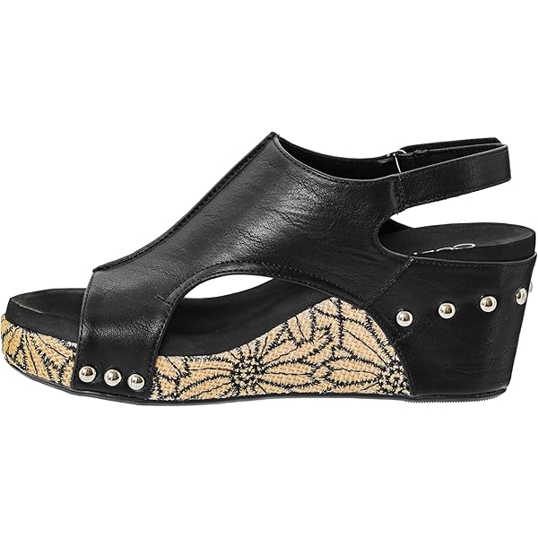 Corkys Black Floral Wrap Carley Wedge Sandals