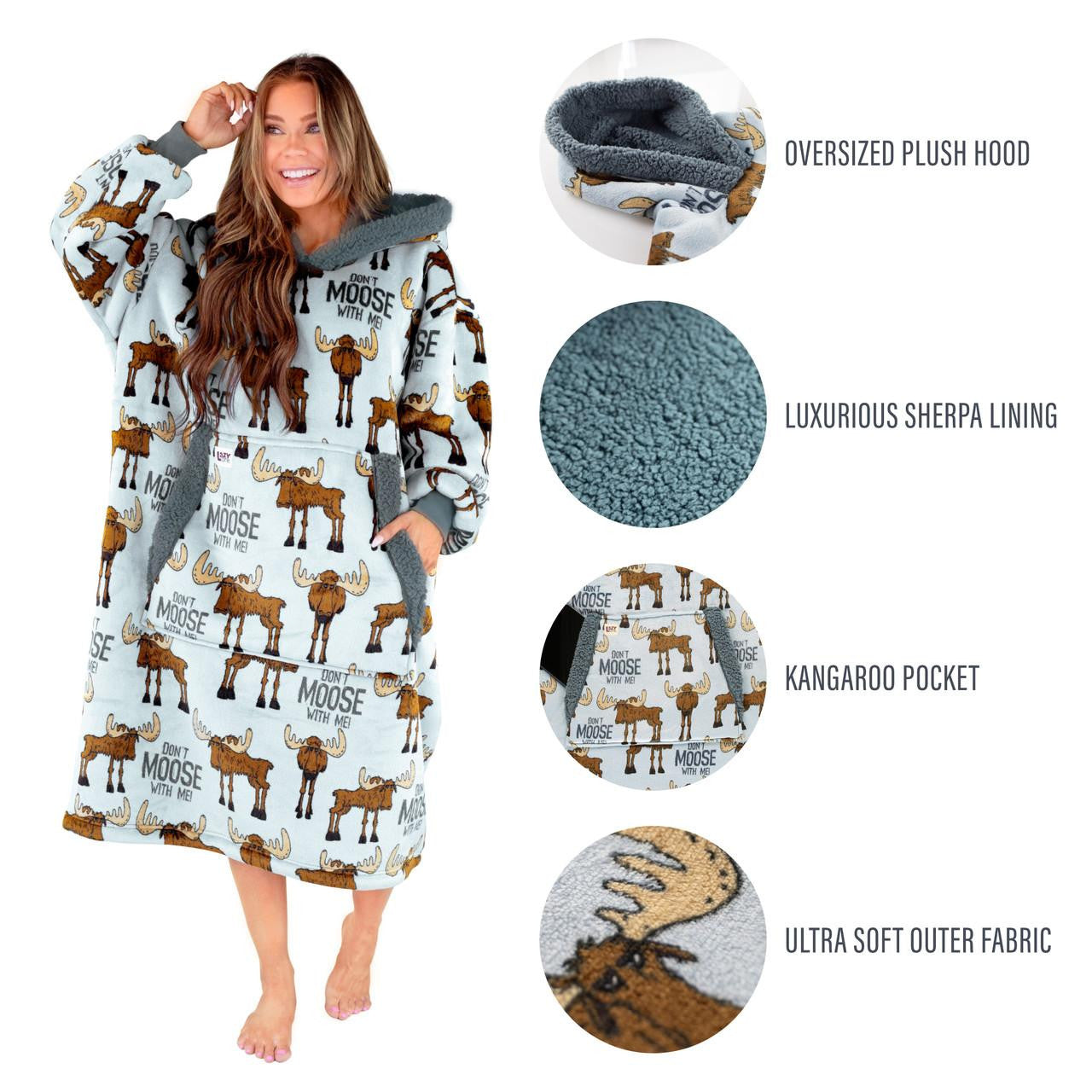 Lazy One Don't Moose Blanket Hoodie