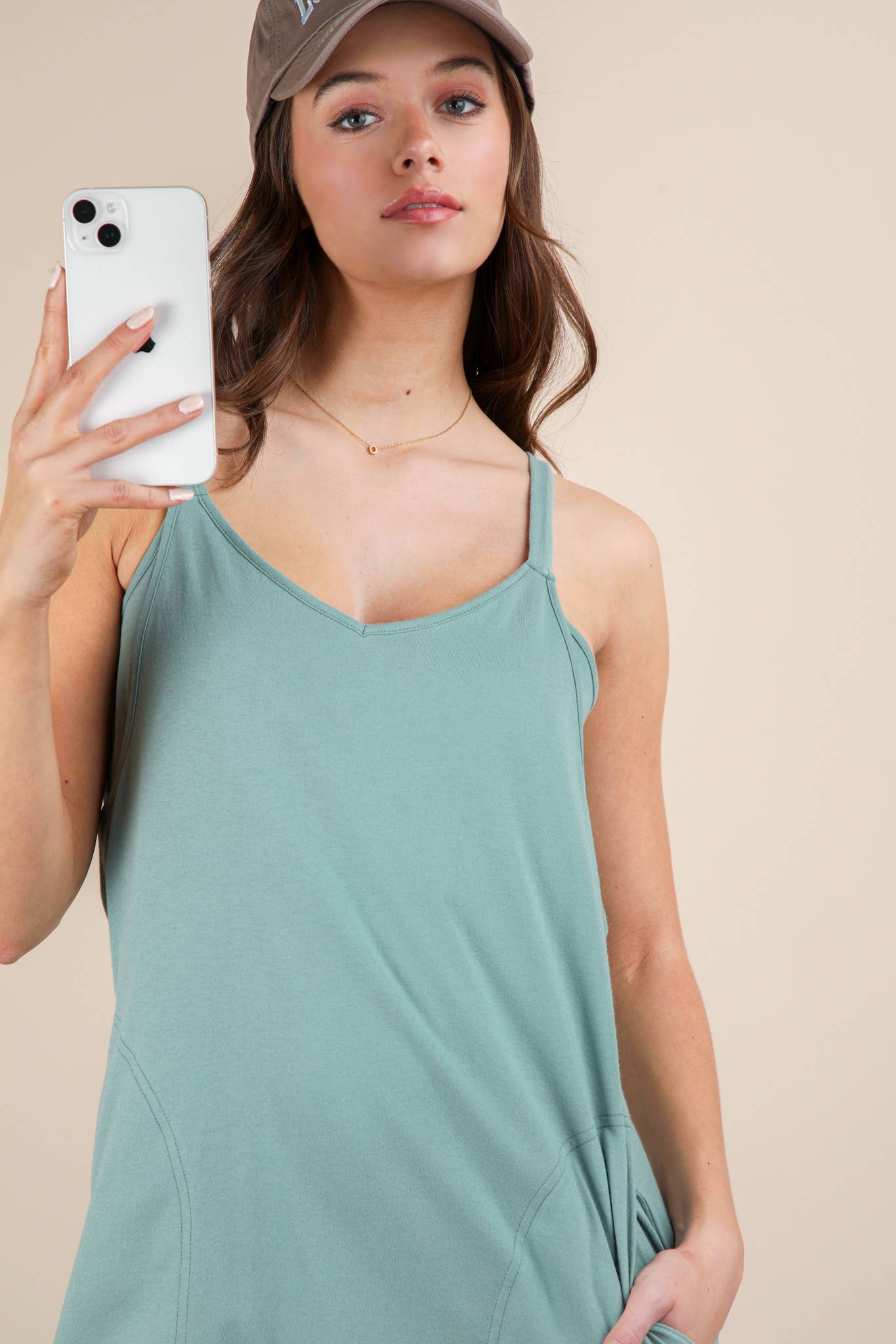 ND31605-V-Neck Sleeveless Casual Comfy Midi Dress