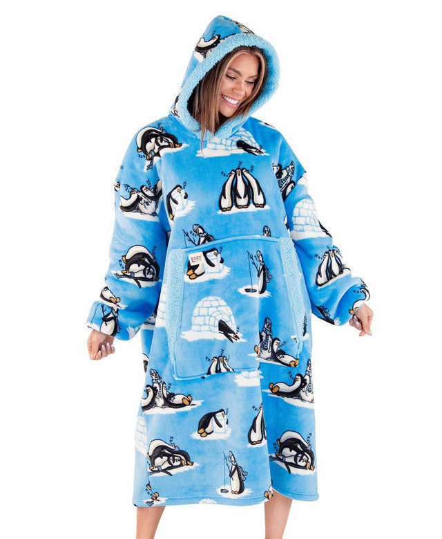 Lazy One Out Cold Penguin Blanket Hoodie