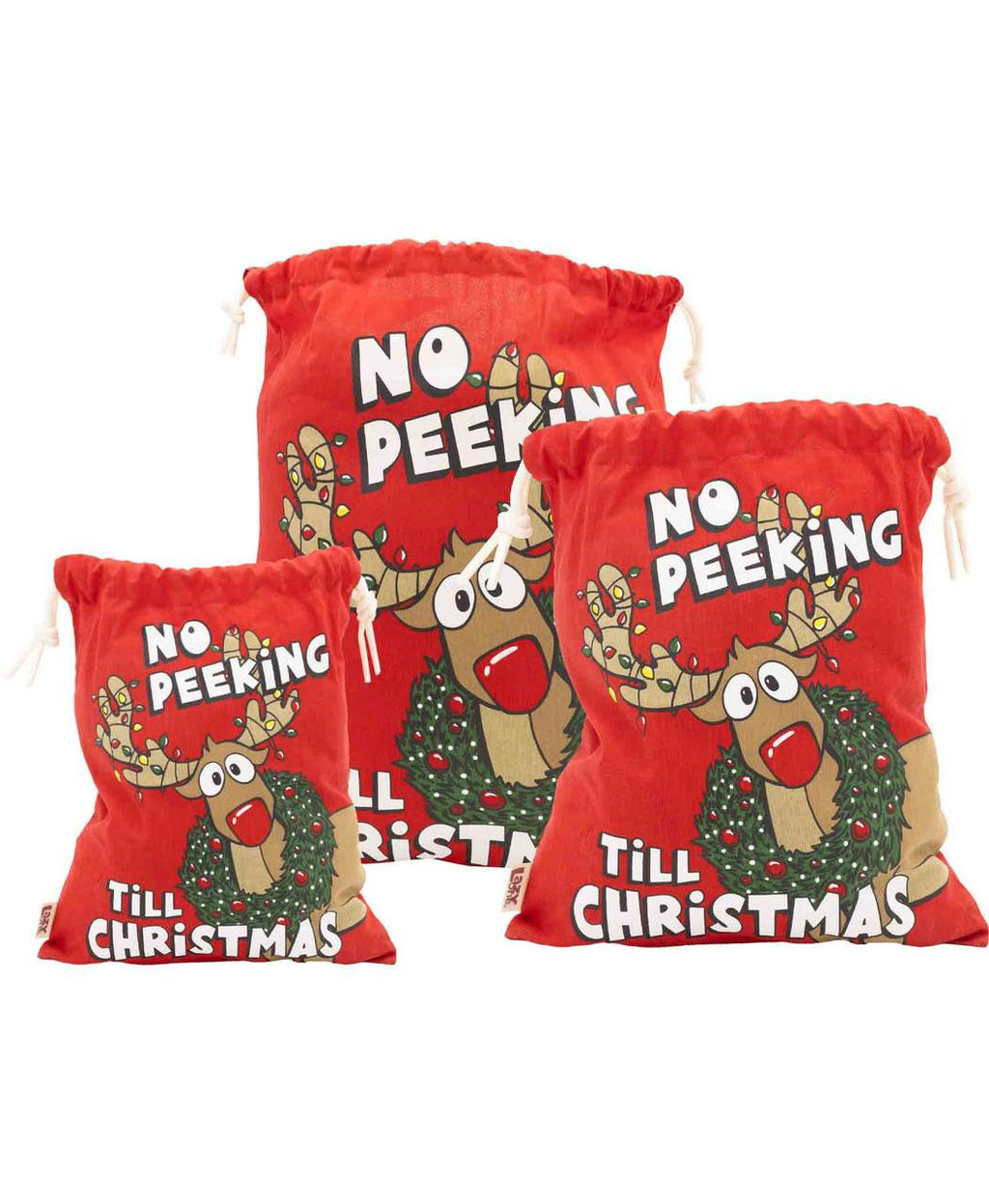 No Peeking Reusable Christmas Gift Bag – Festive Cotton by Lazy One