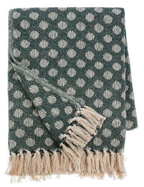 Green & Natural Polka Dot Woven Throw