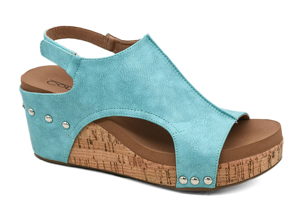 Corkys Carley Wedge Sandals in Teal
