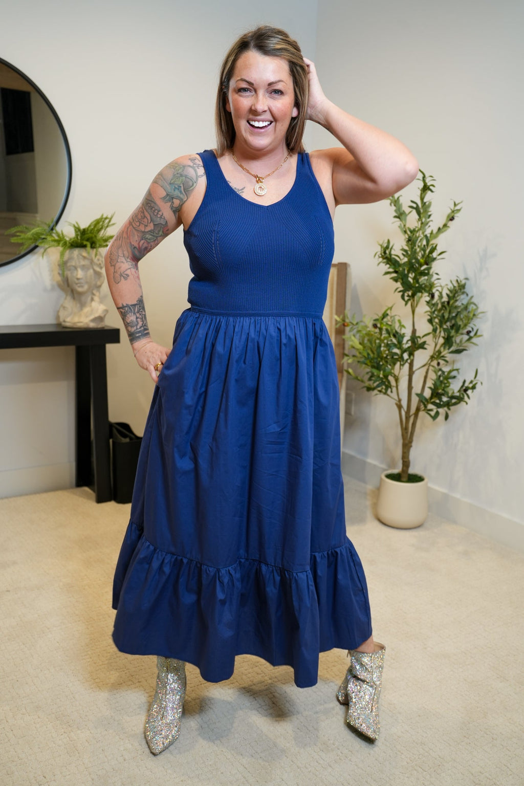 Everyday Glam Sleeveless Poplin Maxi Dress