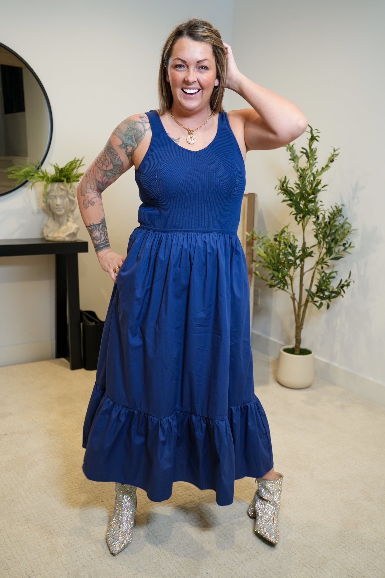 Everyday Glam Sleeveless Poplin Maxi Dress