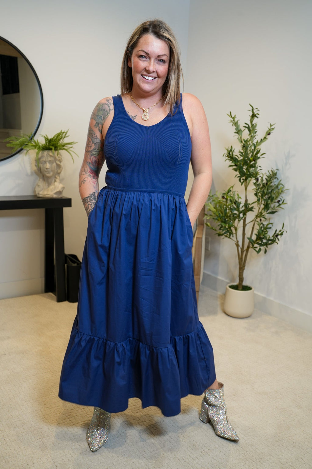 Everyday Glam Sleeveless Poplin Maxi Dress