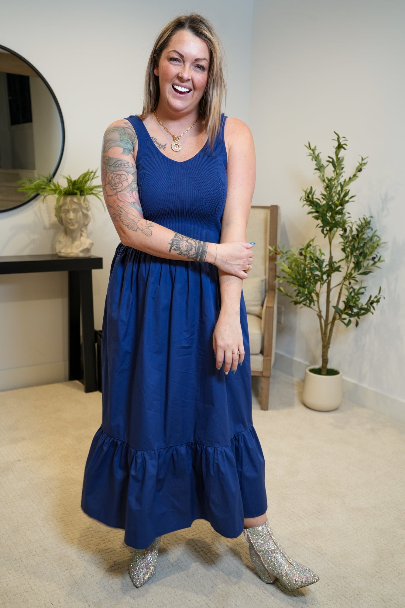 Everyday Glam Sleeveless Poplin Maxi Dress