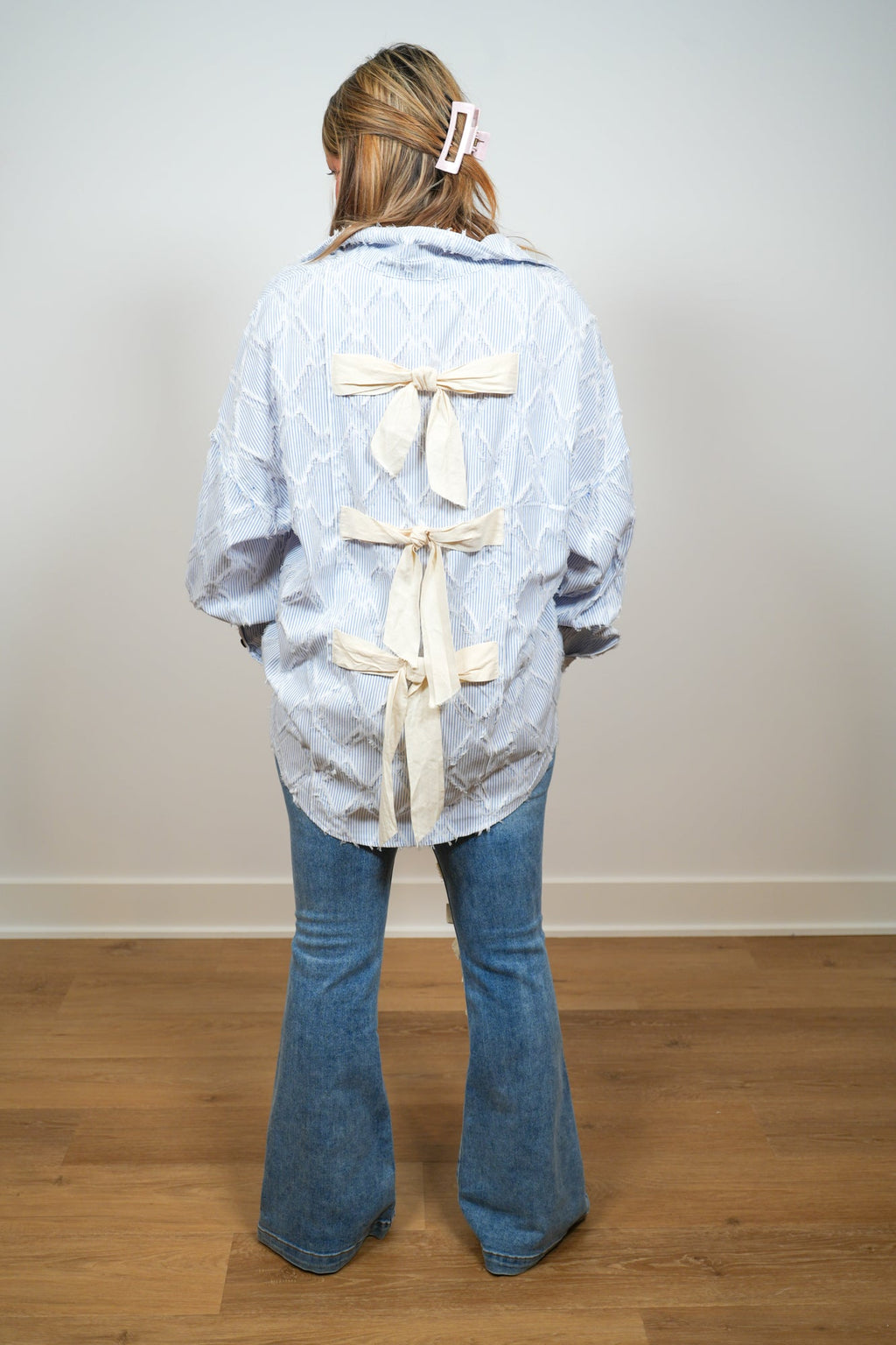 Sweet Change Bliss Back Ribbon Stripe Top