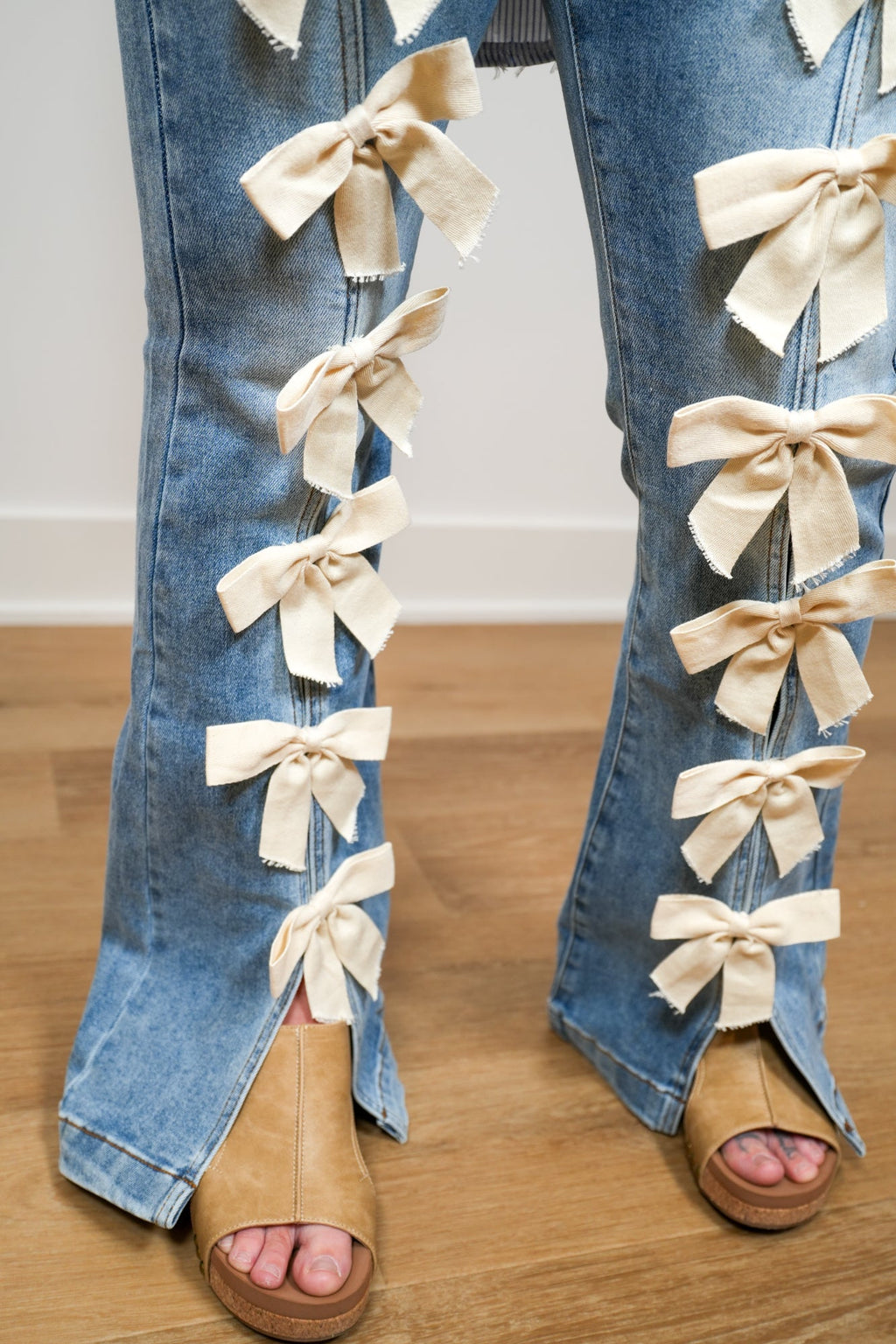 Tied And True Ribbon High Waist Flare Jeans