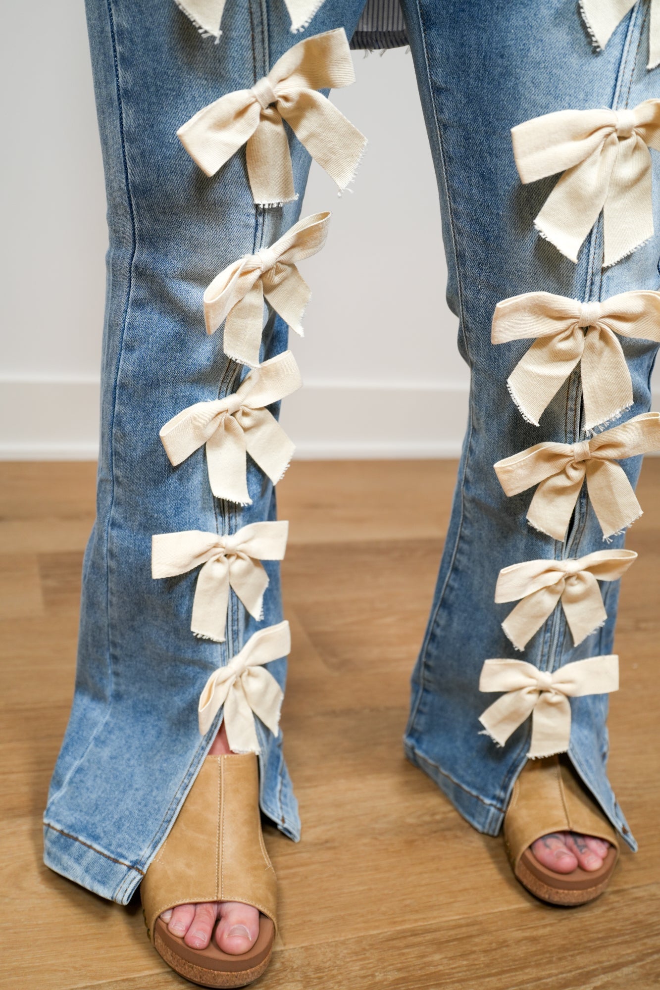 Tied And True Ribbon High Waist Flare Jeans