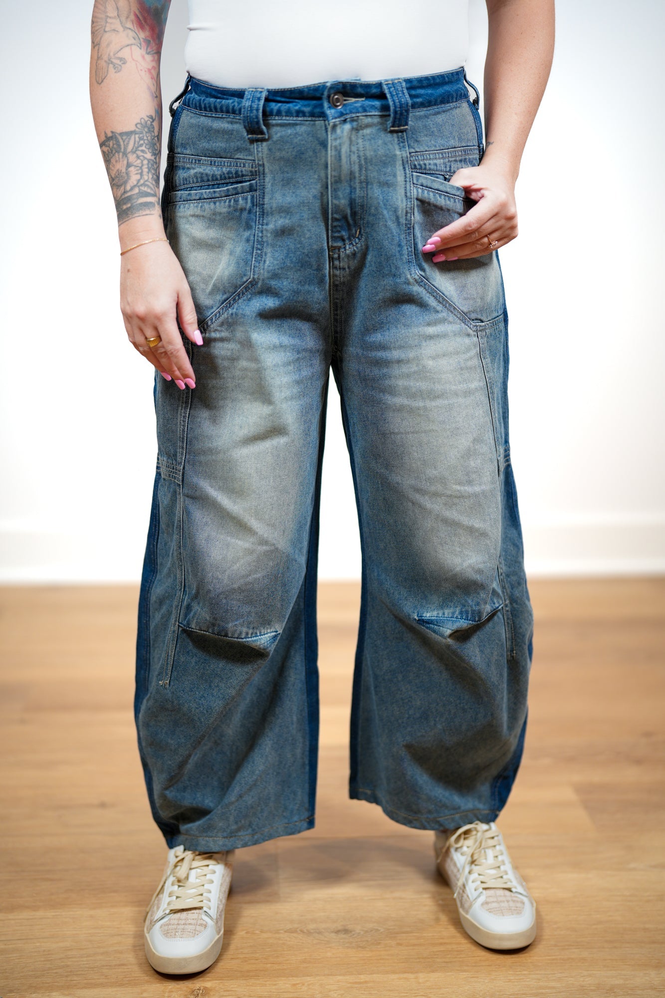 More Than You Two Tone Washed Jeans