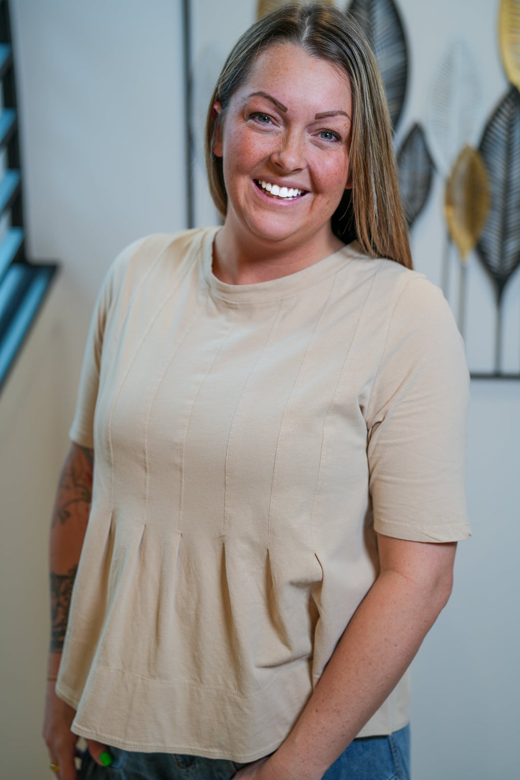 Pleated Mineral Wash Cotton Top