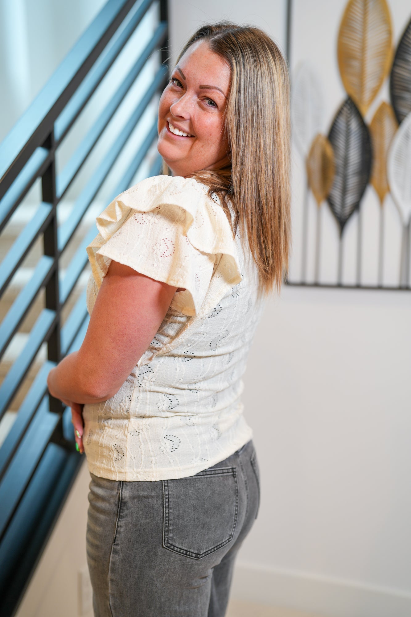 Moonlit Lace Ruffle Sleeve Top