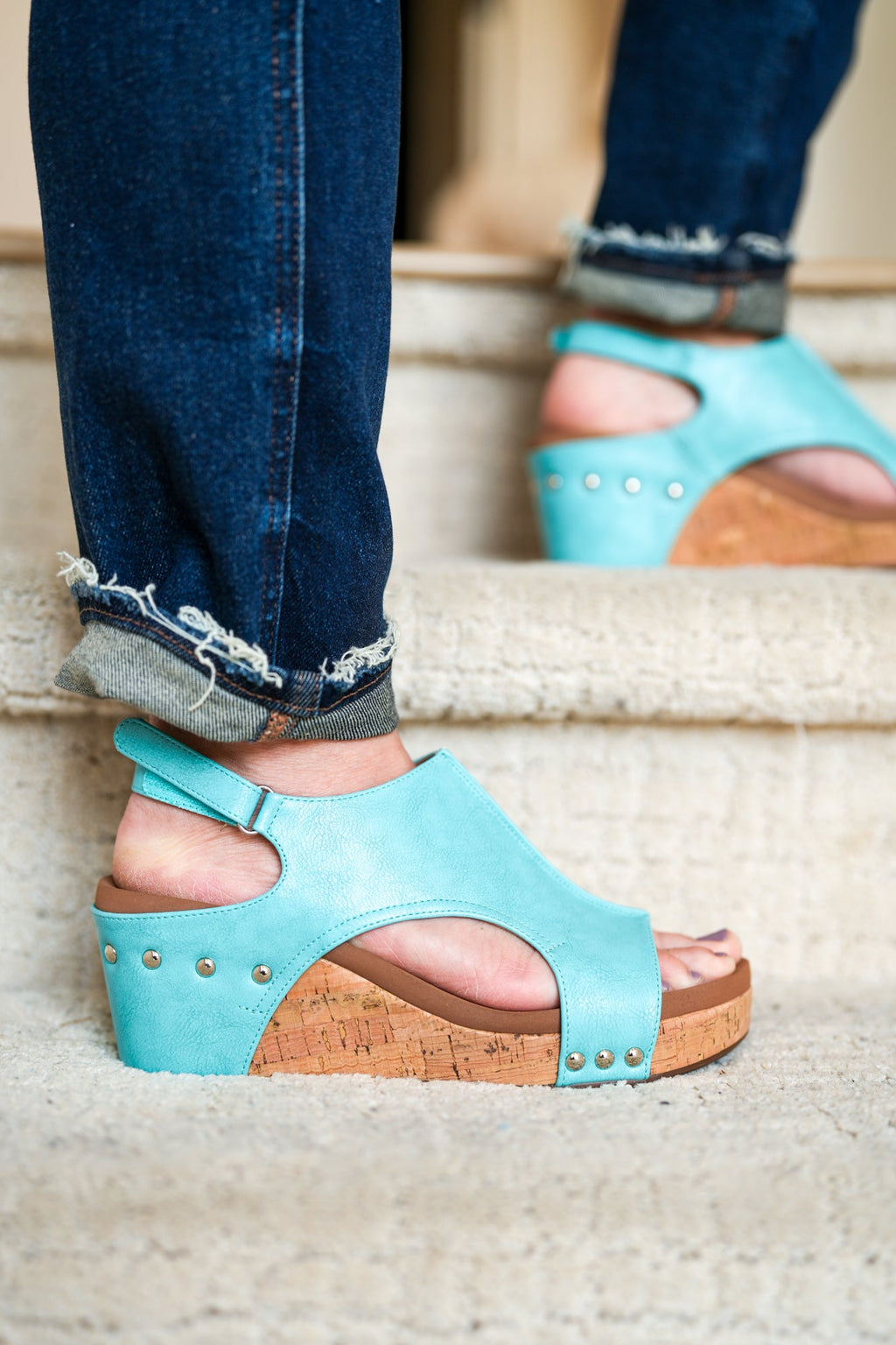 Corkys Carley Wedge Sandals in Teal