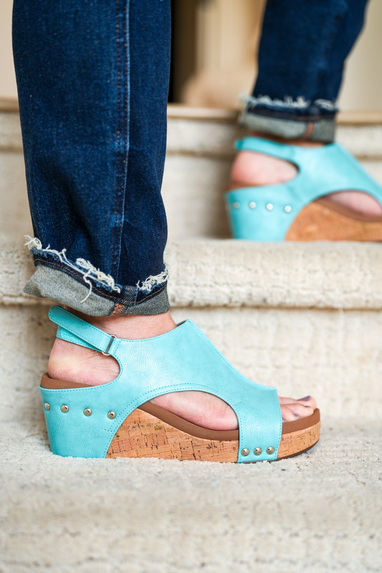 Corkys Carley Wedge Sandals in Teal