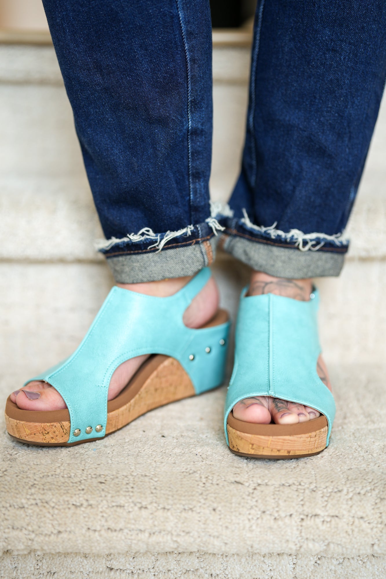 Corkys Carley Wedge Sandals in Teal