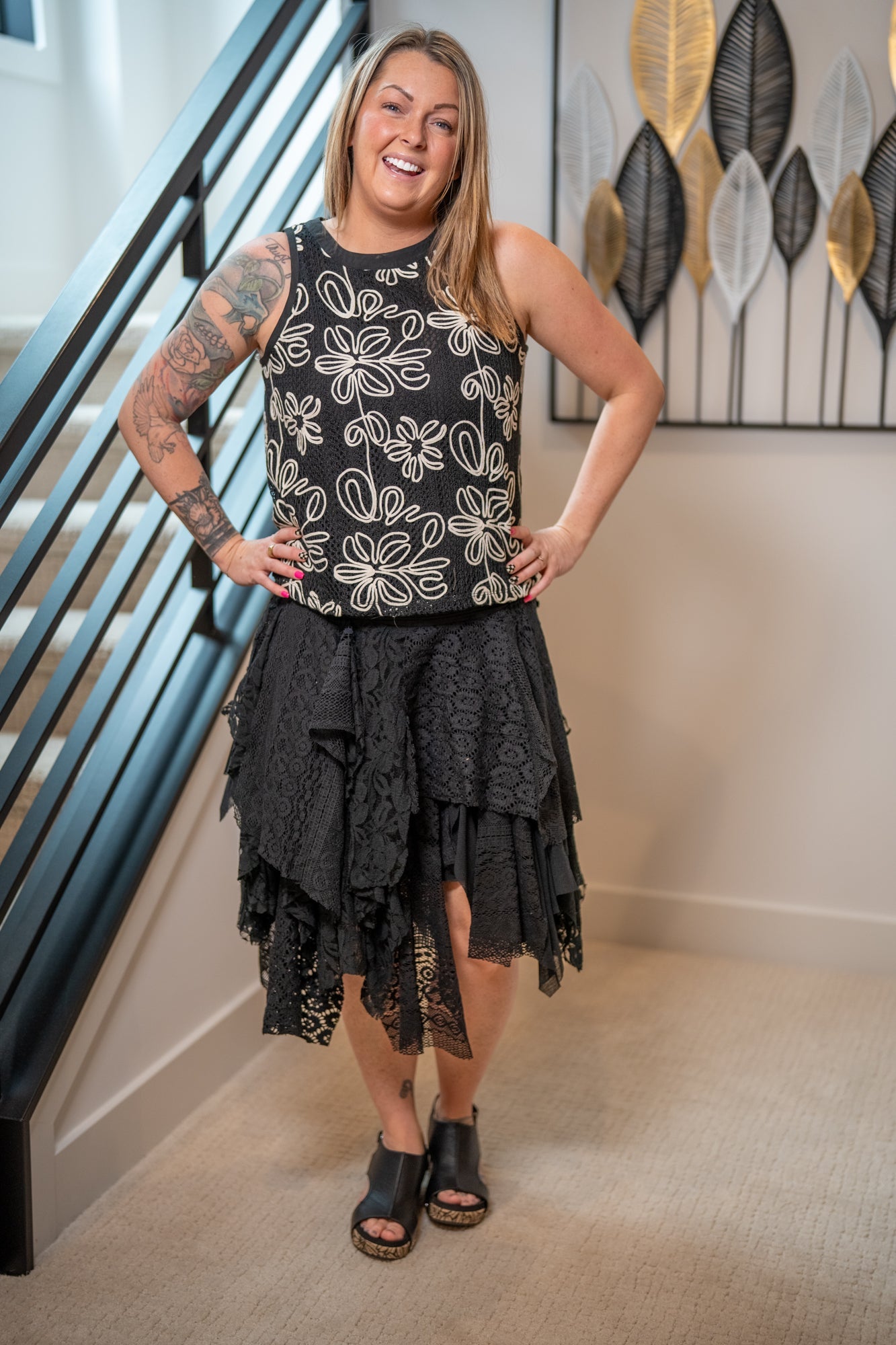 Floral Embroidered Lace Tank Top