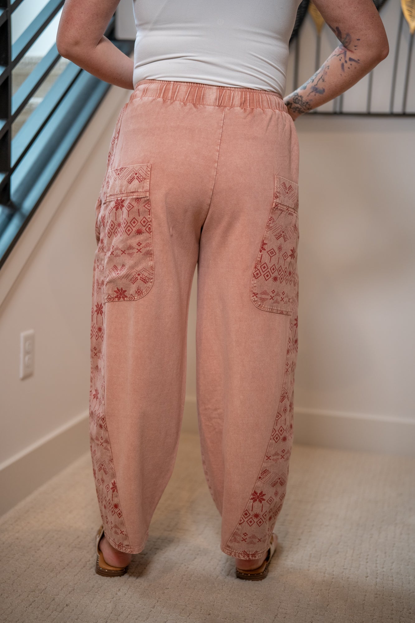 Ethnic Print Barrel Pants