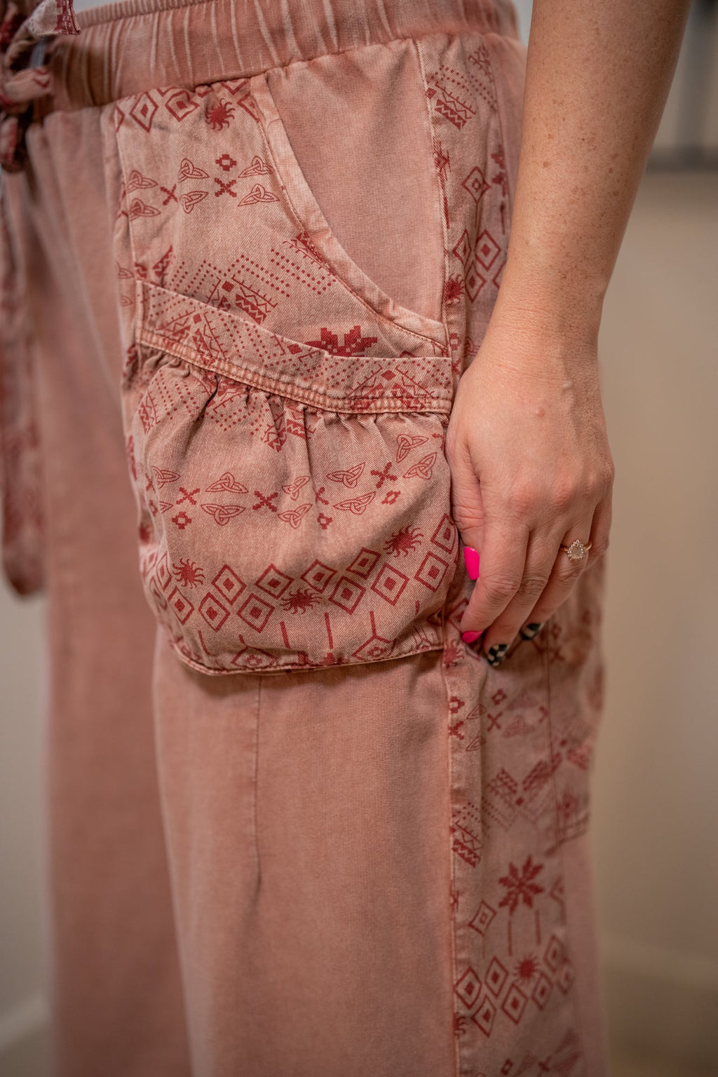 Ethnic Print Barrel Pants