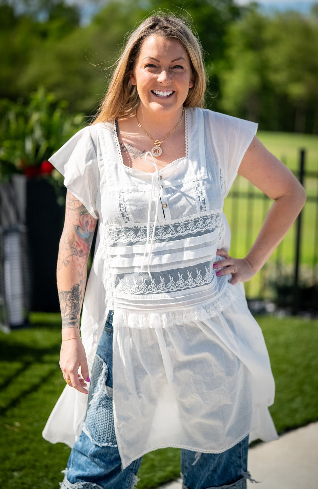 Oli & Hali Whispers of Lace Maxi Top