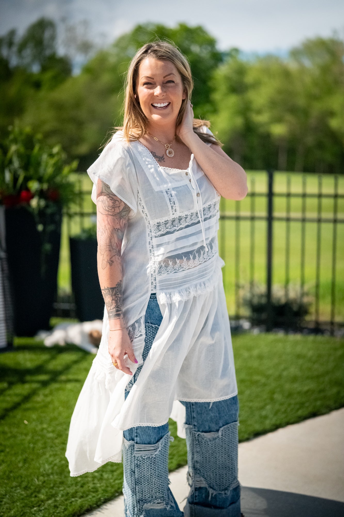 Oli & Hali Whispers of Lace Maxi Top