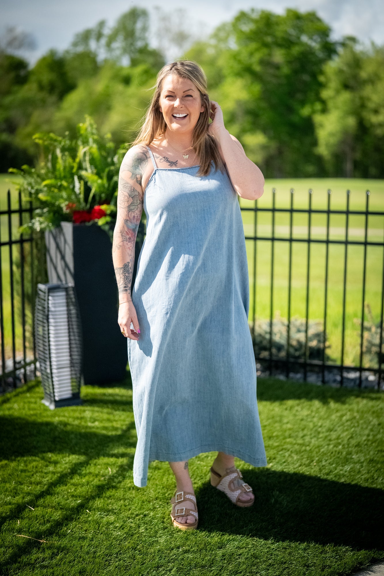 Denim A-Line Lightweight Maxi Dress