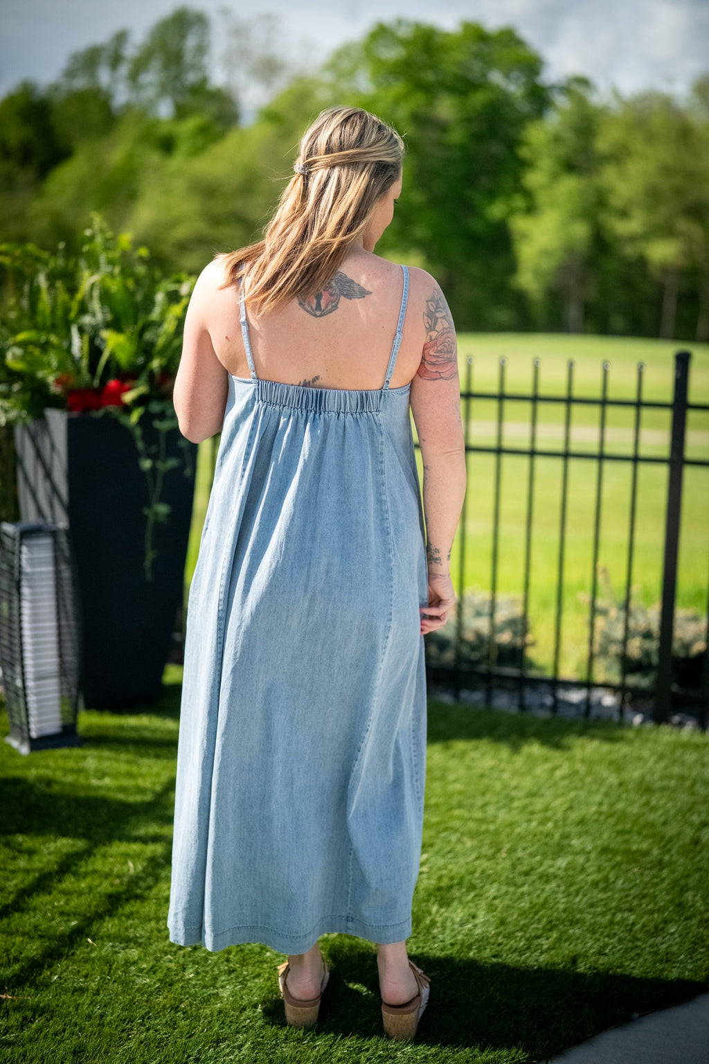 Denim A-Line Lightweight Maxi Dress