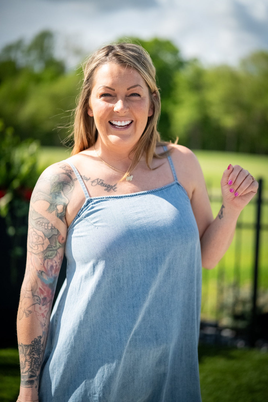 Denim A-Line Lightweight Maxi Dress