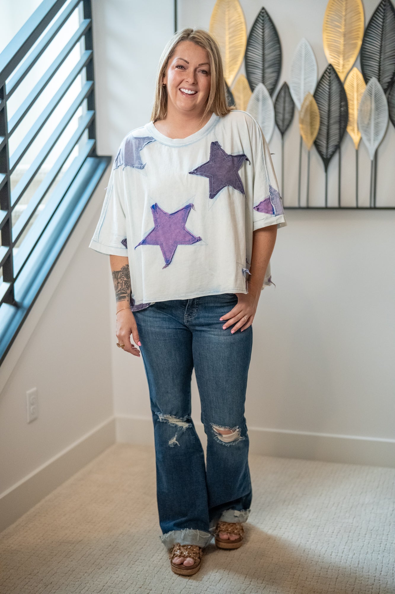 Oli & Hali Washed Star Patchwork Tee