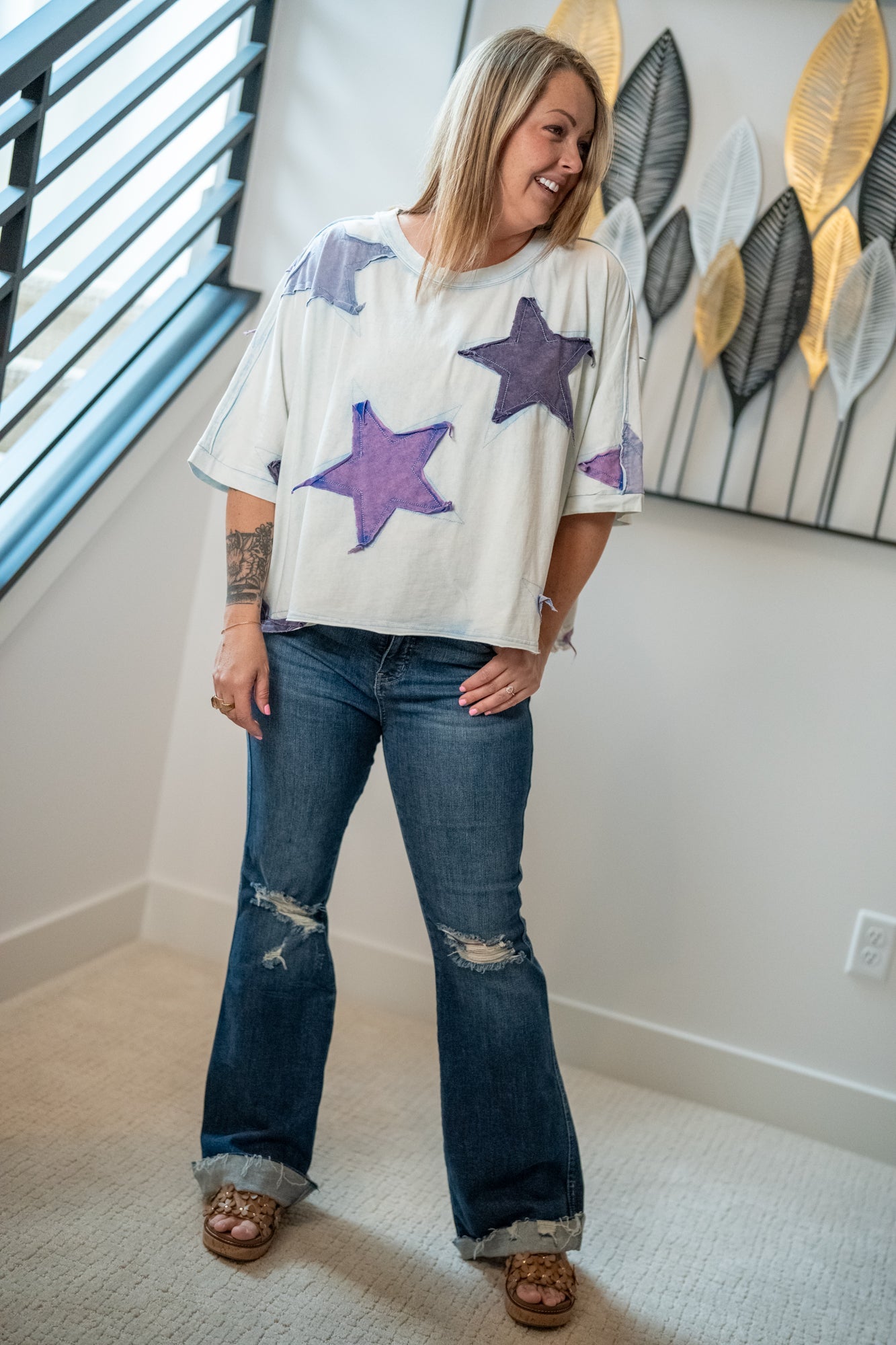 Oli & Hali Washed Star Patchwork Tee