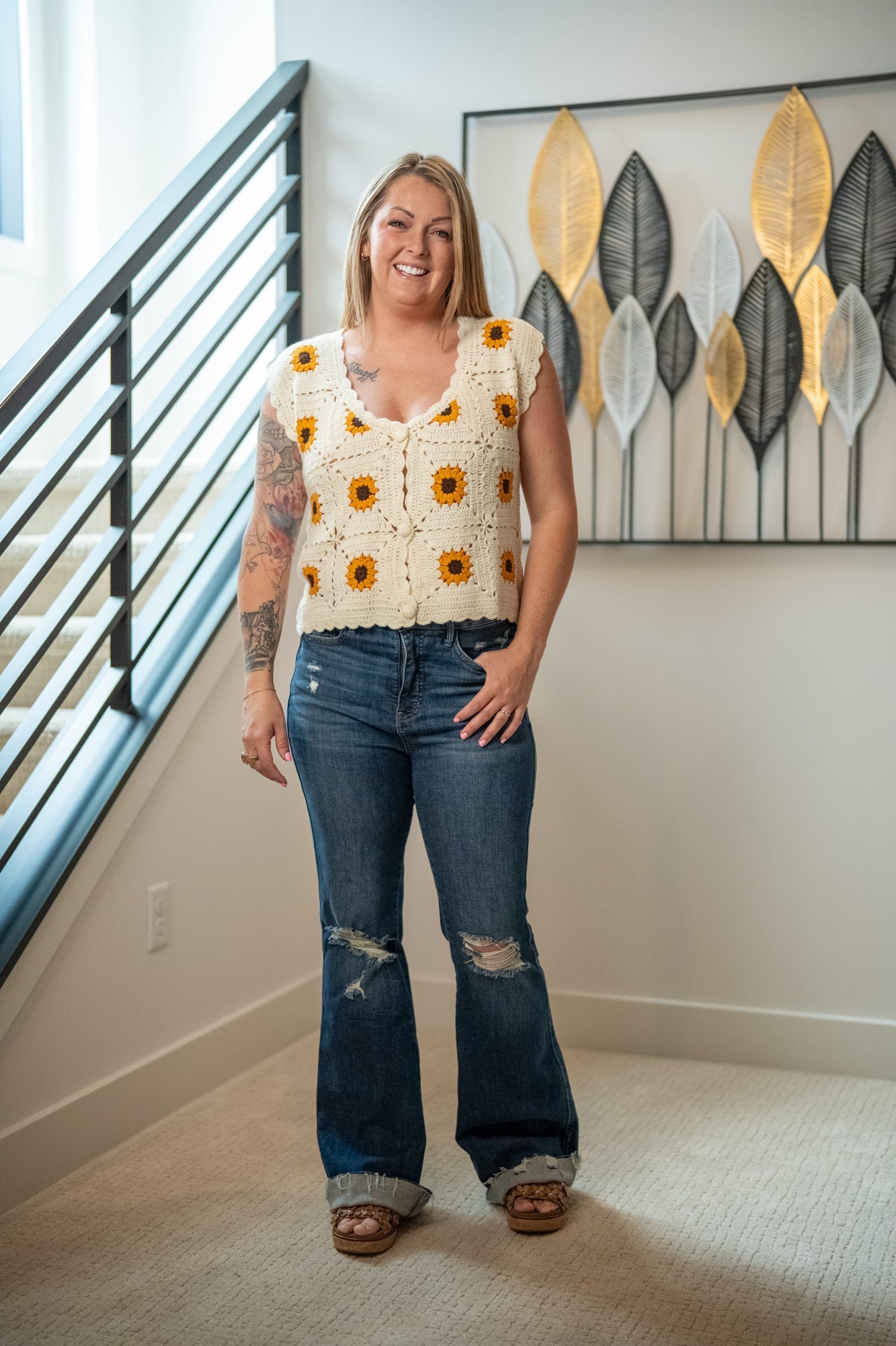 Sunflower Embroidered Vest