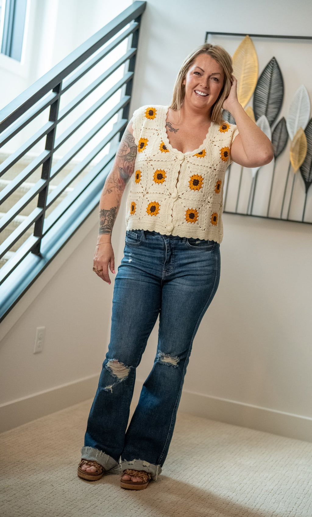 Sunflower Embroidered Vest