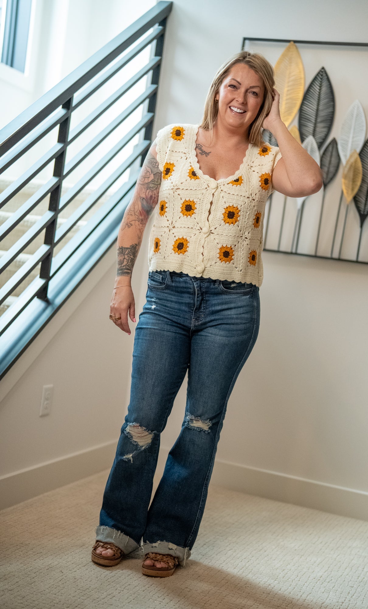 Sunflower Embroidered Vest