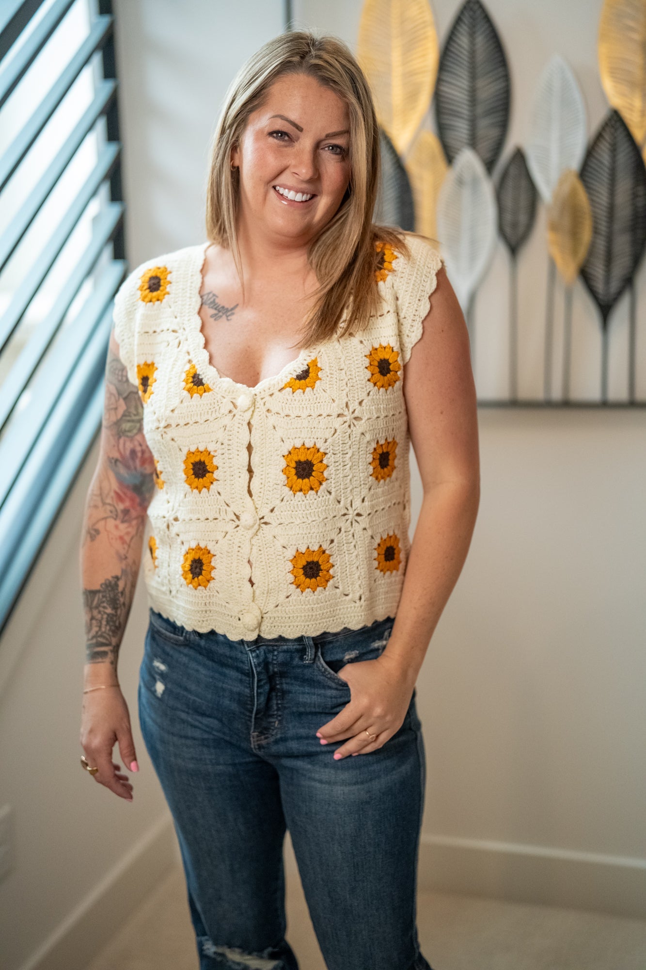 Sunflower Embroidered Vest