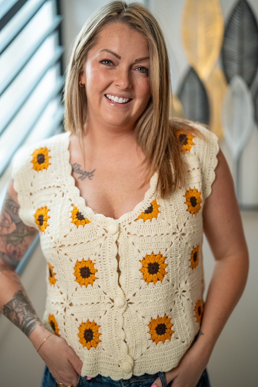 Sunflower Embroidered Vest